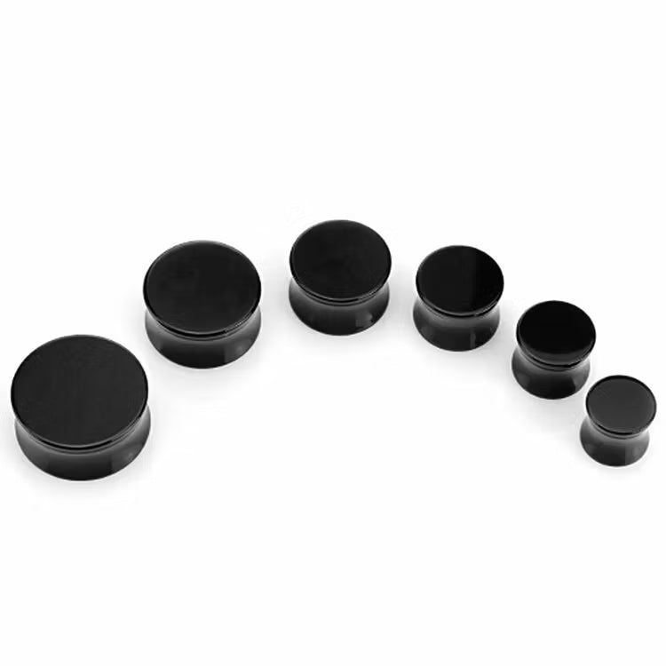 Large Black Acrylic Solid Color Saddle Plugs (, 1/2"~1")