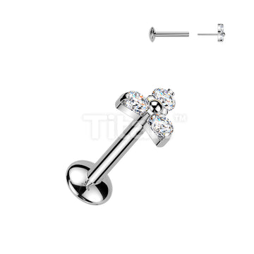 Titanium Threadless Push In Convex Base Labret With Trinity Moissanite Top - Image 3