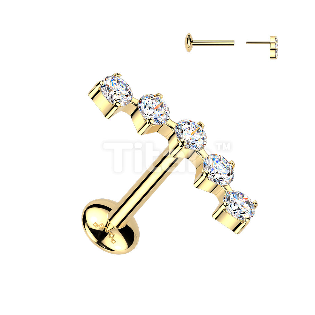Titanium Threadless Push In Convex Base Labret With Curved Moissanite Top - Image 2