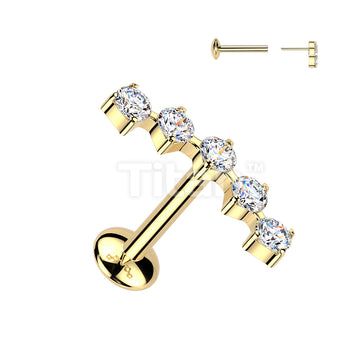 Titanium Threadless Push In Convex Base Labret With Curved Moissanite Top - Image 2