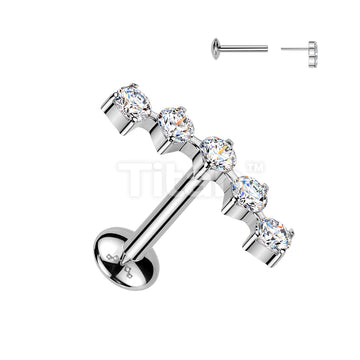 Titanium Threadless Push In Convex Base Labret With Curved Moissanite Top - Image 3