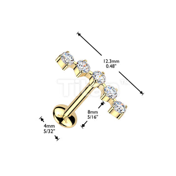 Titanium Threadless Push In Convex Base Labret With Curved Moissanite Top - Image 4