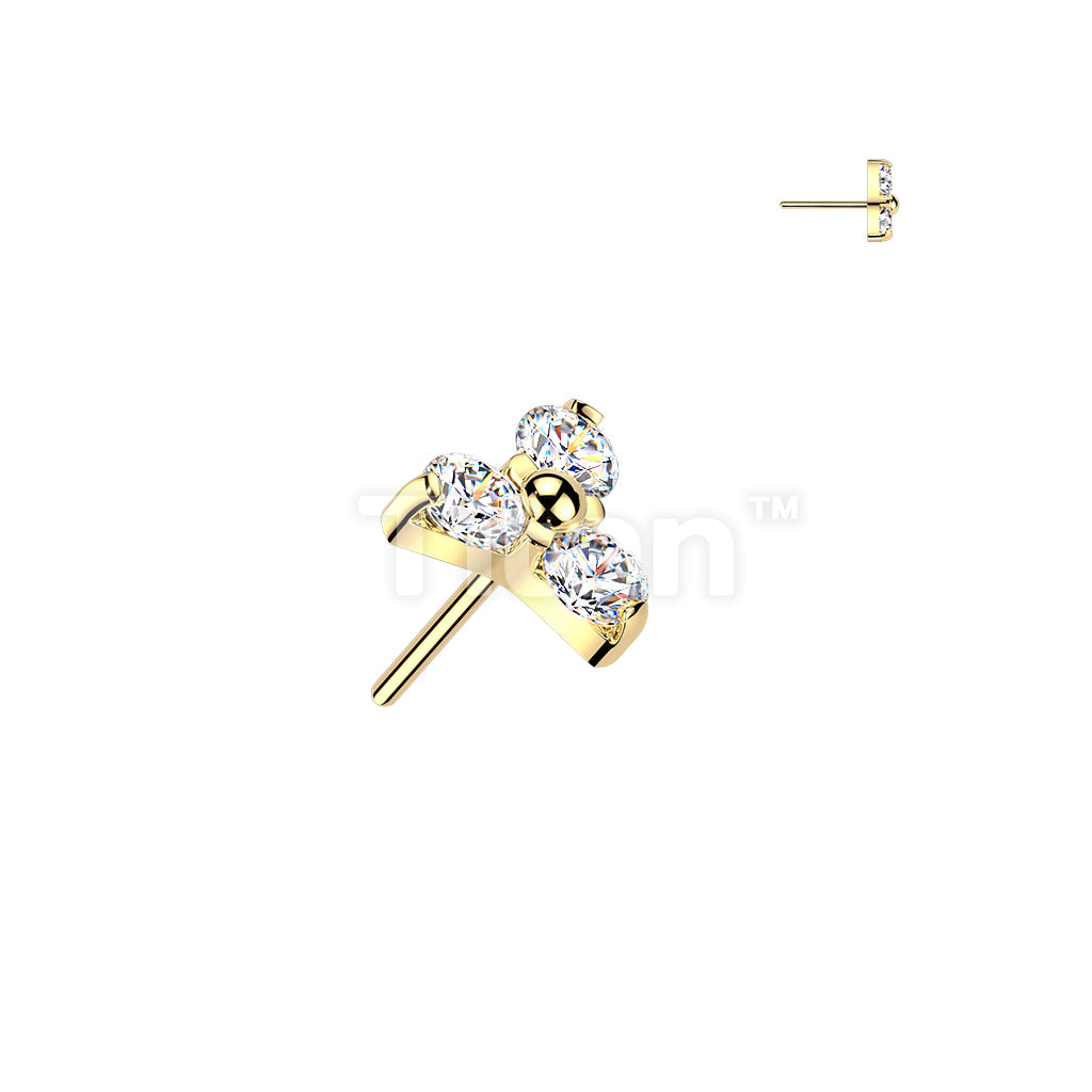 Titanium Threadless Push In Trinity Moissanite Stone Triangle Top - Image 2