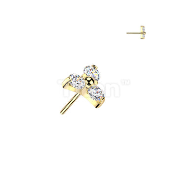 Titanium Threadless Push In Trinity Moissanite Stone Triangle Top - Image 2
