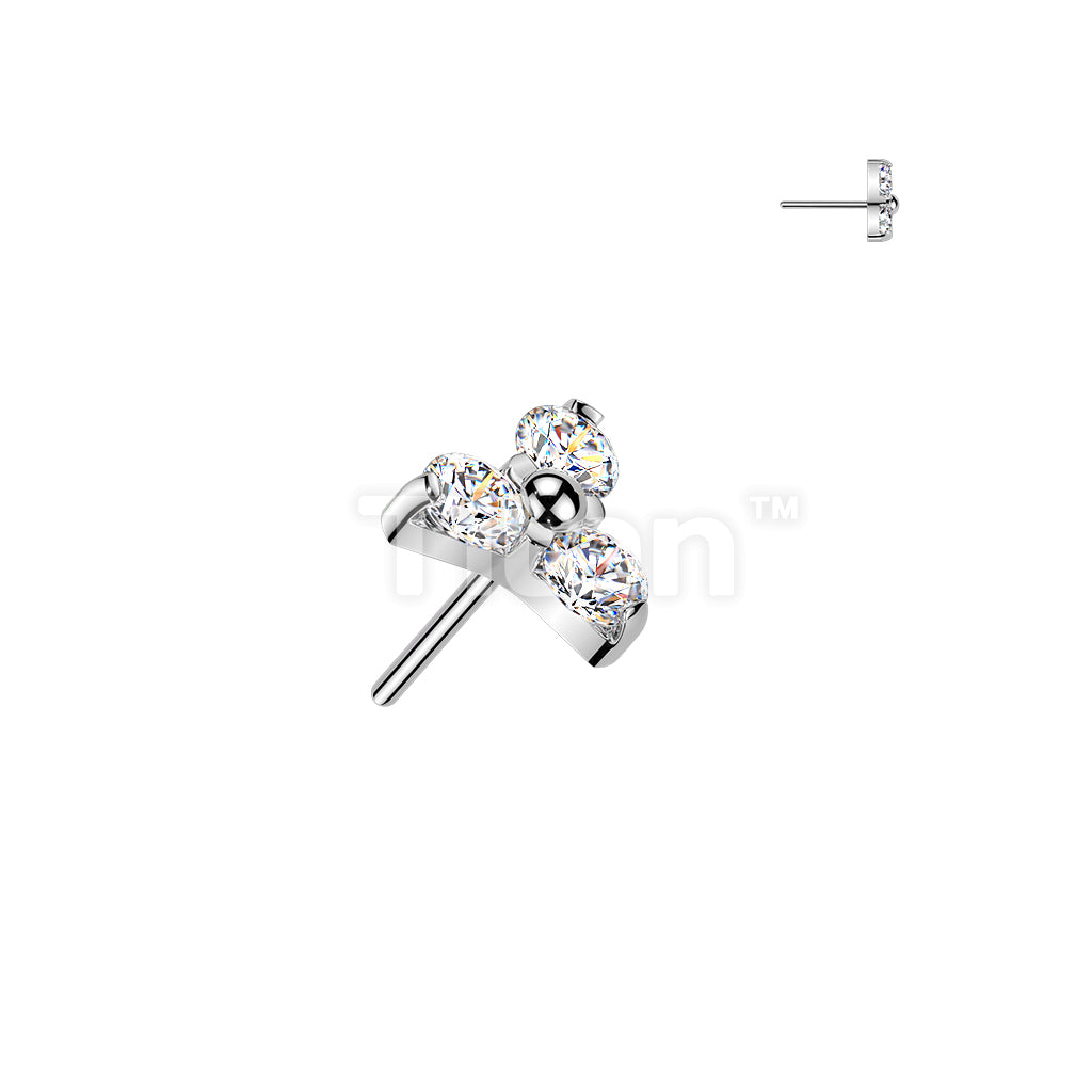 Titanium Threadless Push In Trinity Moissanite Stone Triangle Top - Image 3