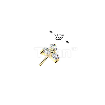 Titanium Threadless Push In Trinity Moissanite Stone Triangle Top - Image 4