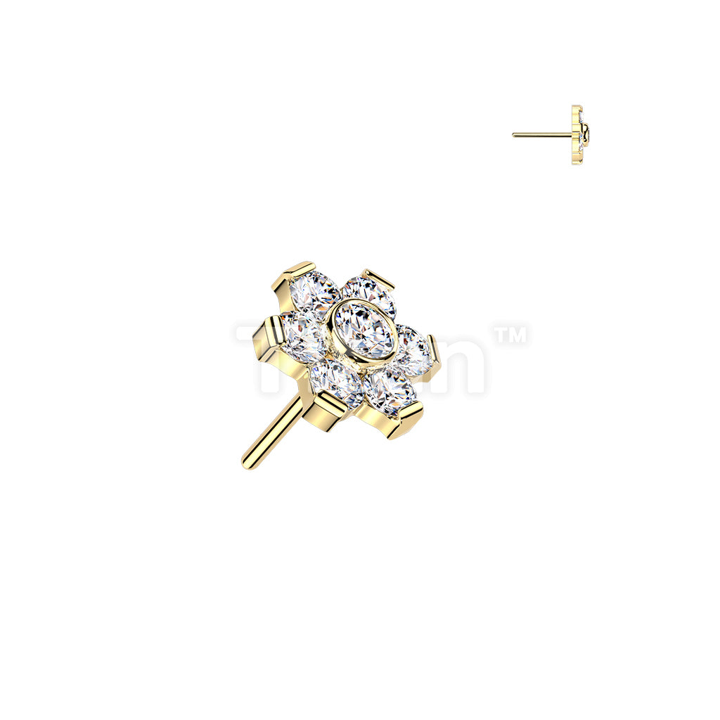 Titanium Threadless Push In Flower Prong Set Moissanite Top - Image 2