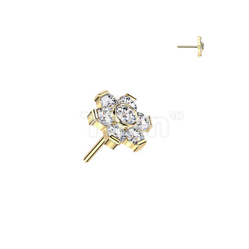 Titanium Threadless Push In Flower Prong Set Moissanite Top - Image 2