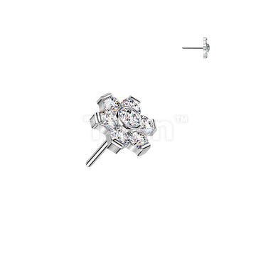 Titanium Threadless Push In Flower Prong Set Moissanite Top - Image 3