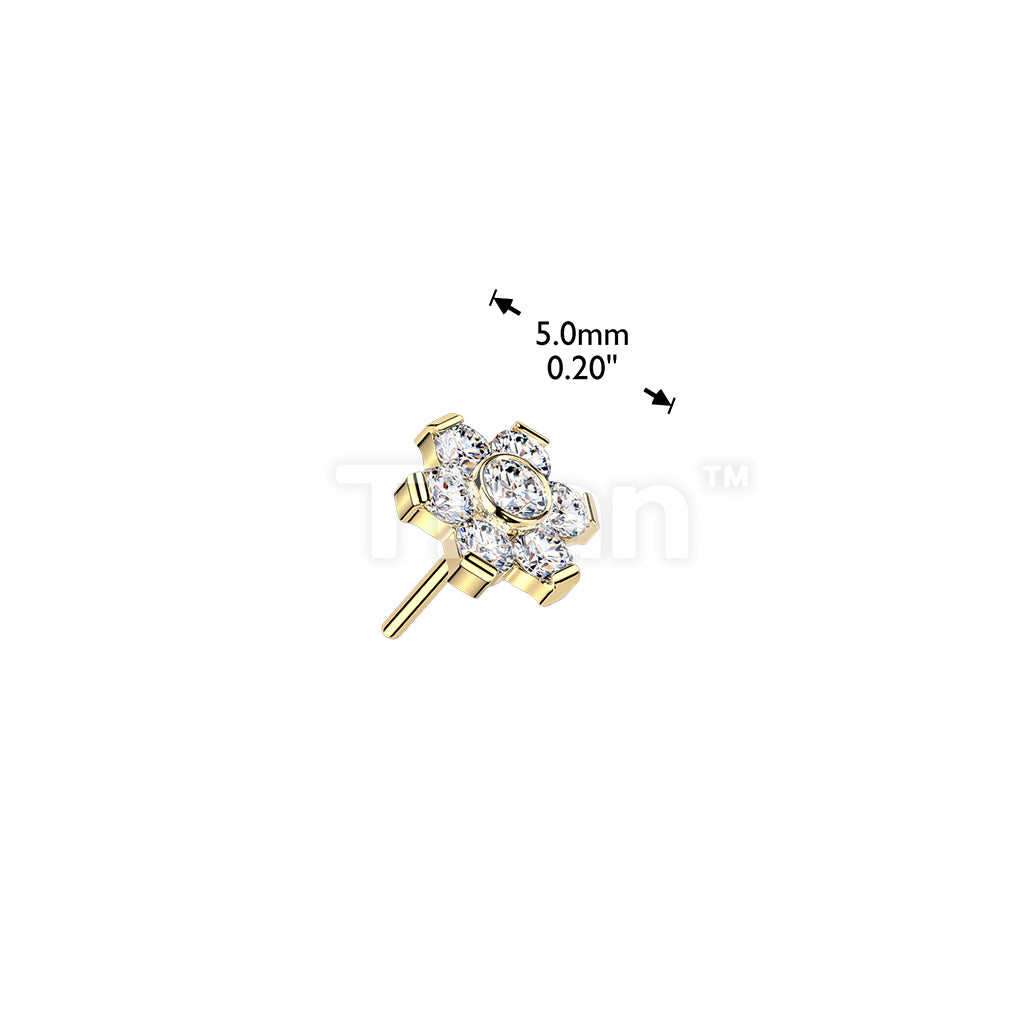 Titanium Threadless Push In Flower Prong Set Moissanite Top - Image 4