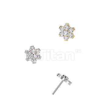 Titanium Threadless Push In Flower Prong Set Moissanite Top