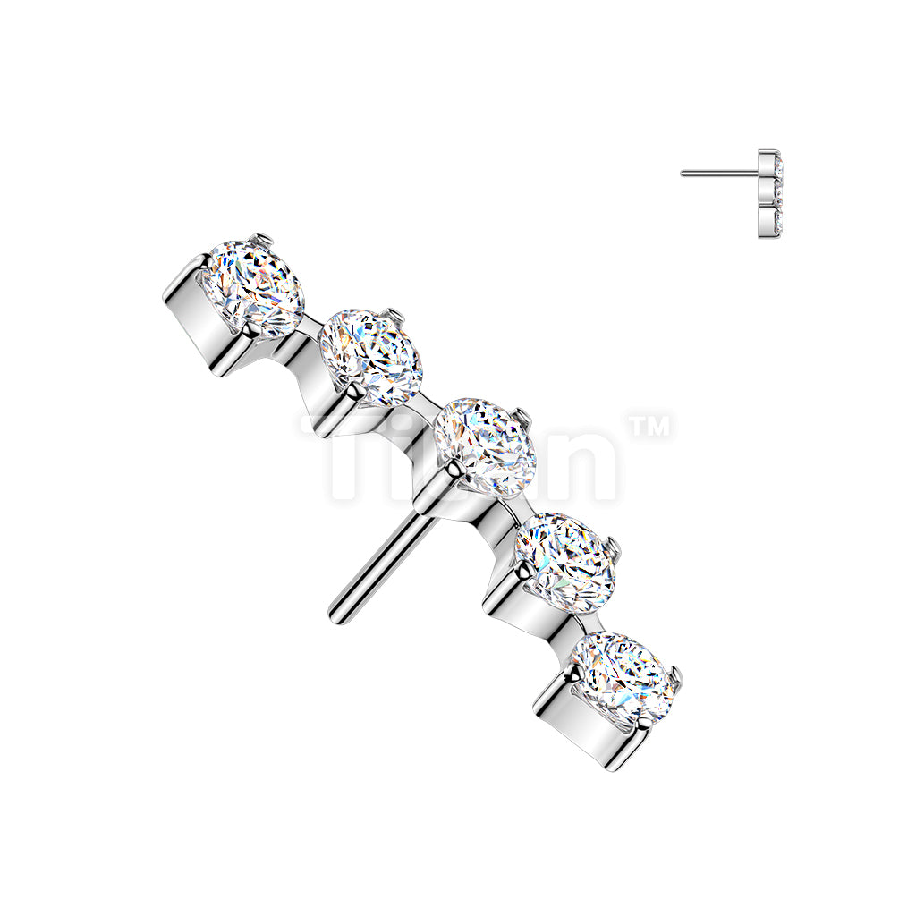 Titanium Threadless Push In Curved Prong Set Moissanite Top - Image 3