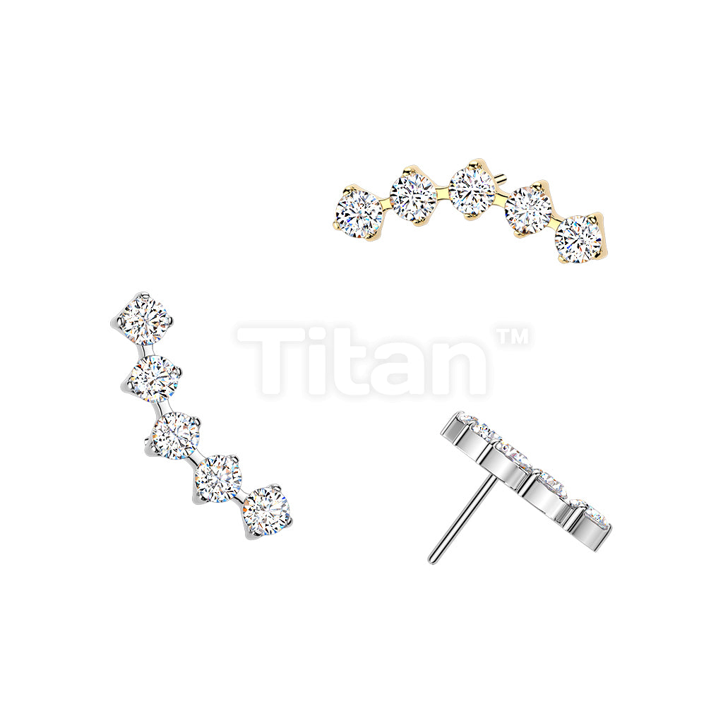 Titanium Threadless Push In Curved Prong Set Moissanite Top