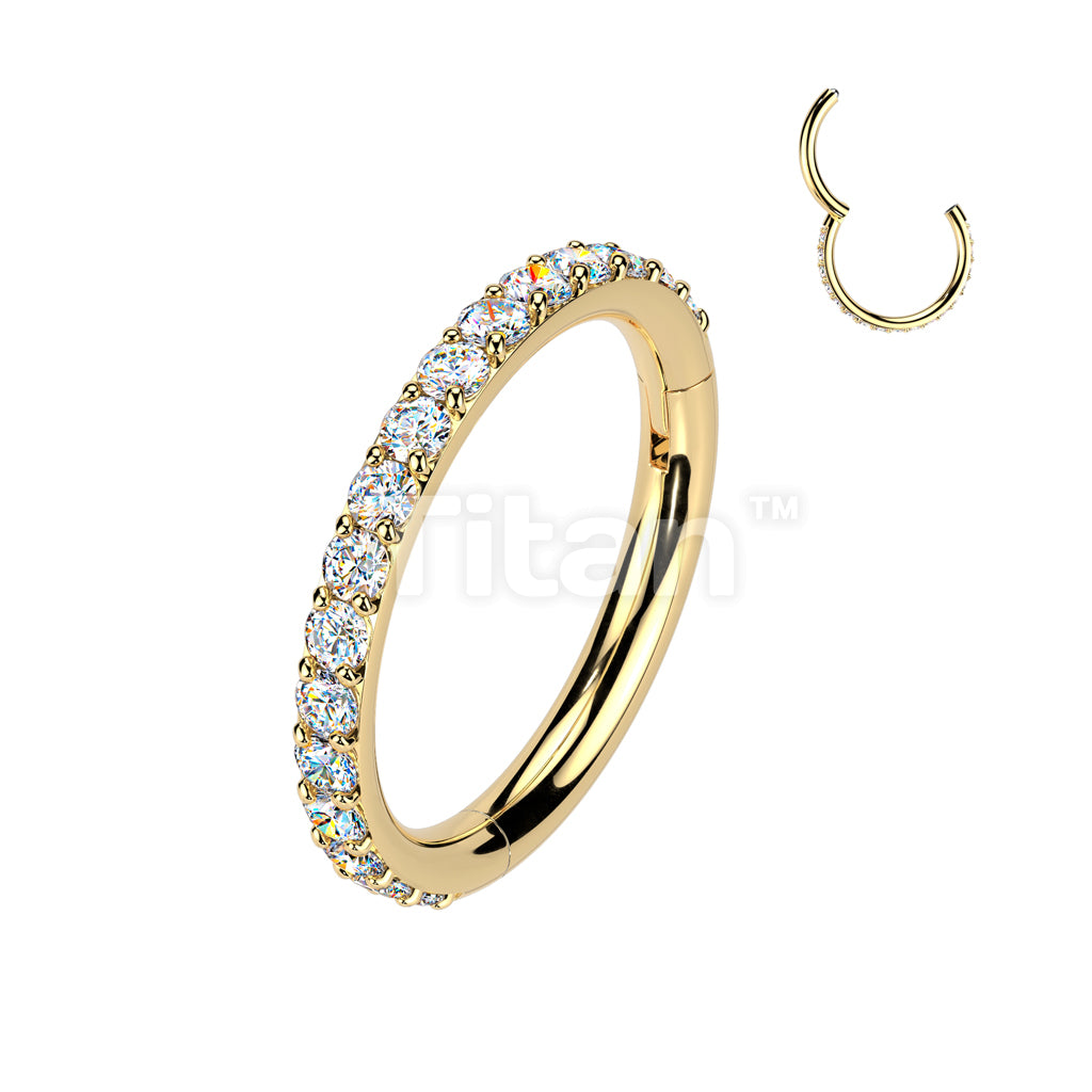 Titanium Hinged Segment Hoop Ring With Outward Facing Moissanite Pave CNC Set  - Image 2
