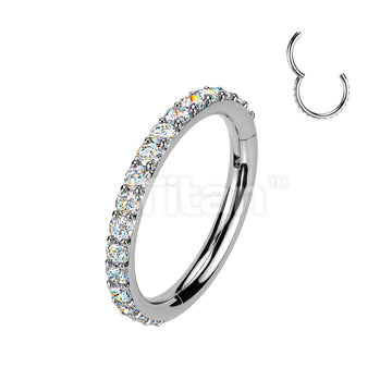Titanium Hinged Segment Hoop Ring With Outward Facing Moissanite Pave CNC Set  - Image 3