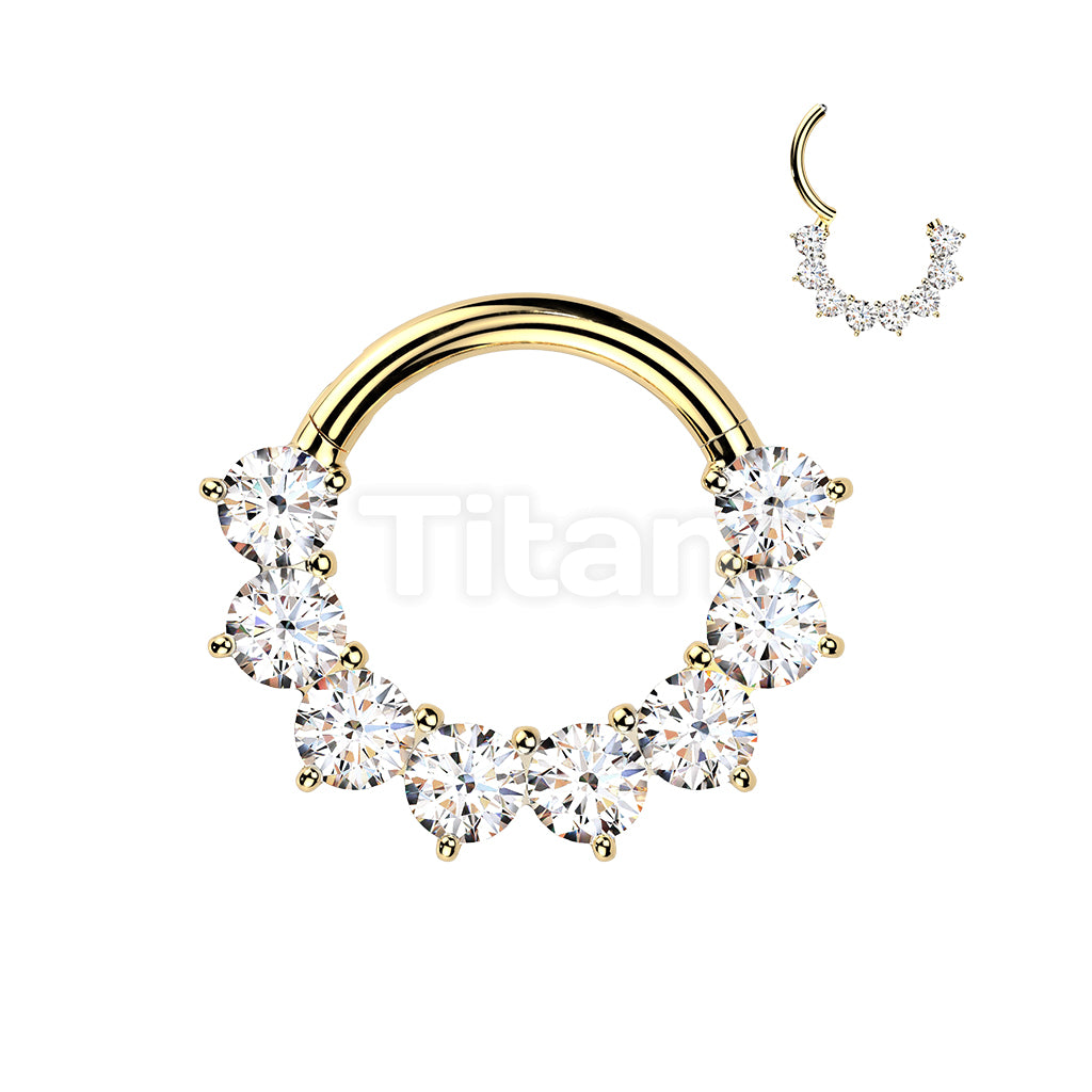 Titanium Hinged Segment Hoop Ring With Forward Facing Prong Set Moissanites - Image 2