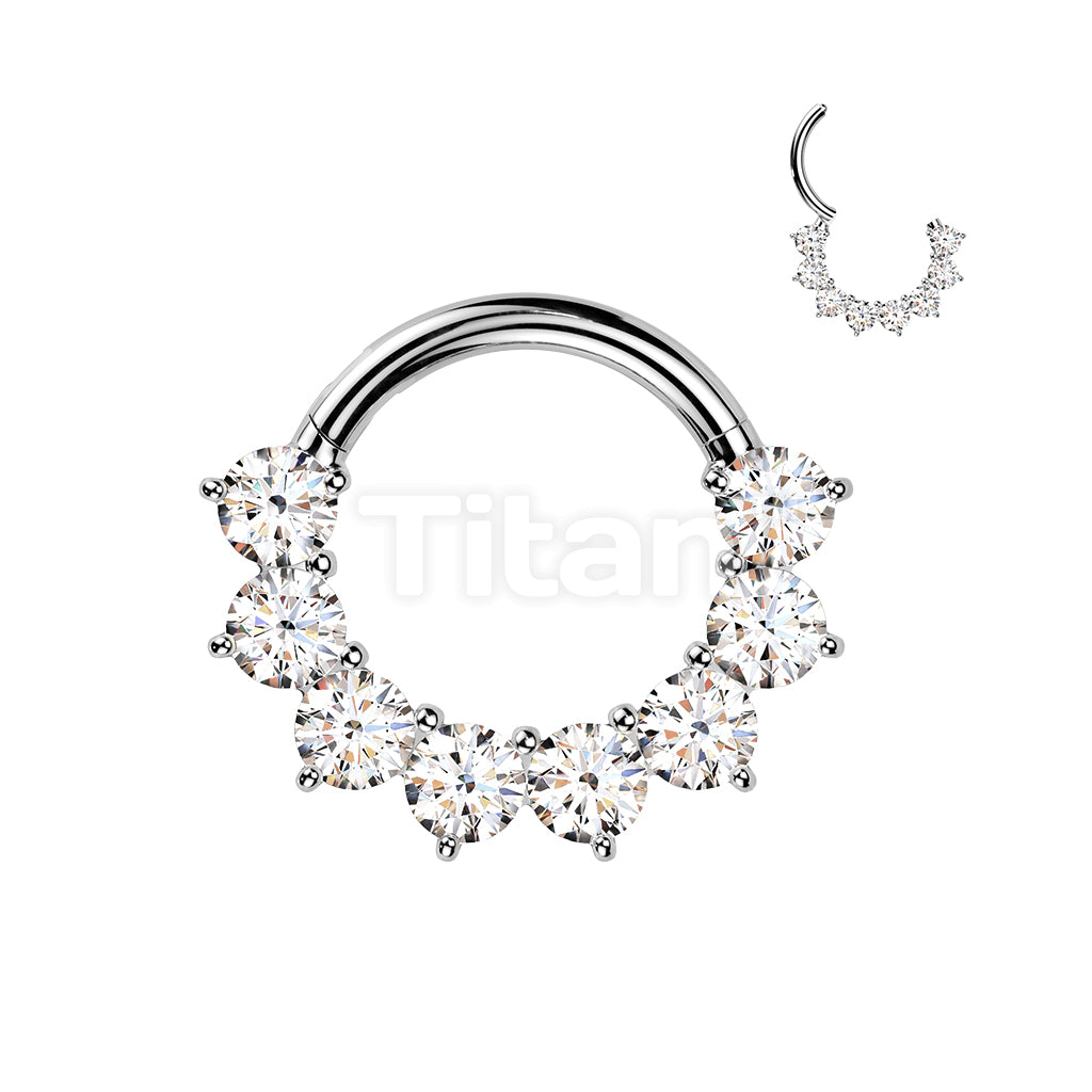 Titanium Hinged Segment Hoop Ring With Forward Facing Prong Set Moissanites - Image 3