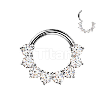 Titanium Hinged Segment Hoop Ring With Forward Facing Prong Set Moissanites - Image 3