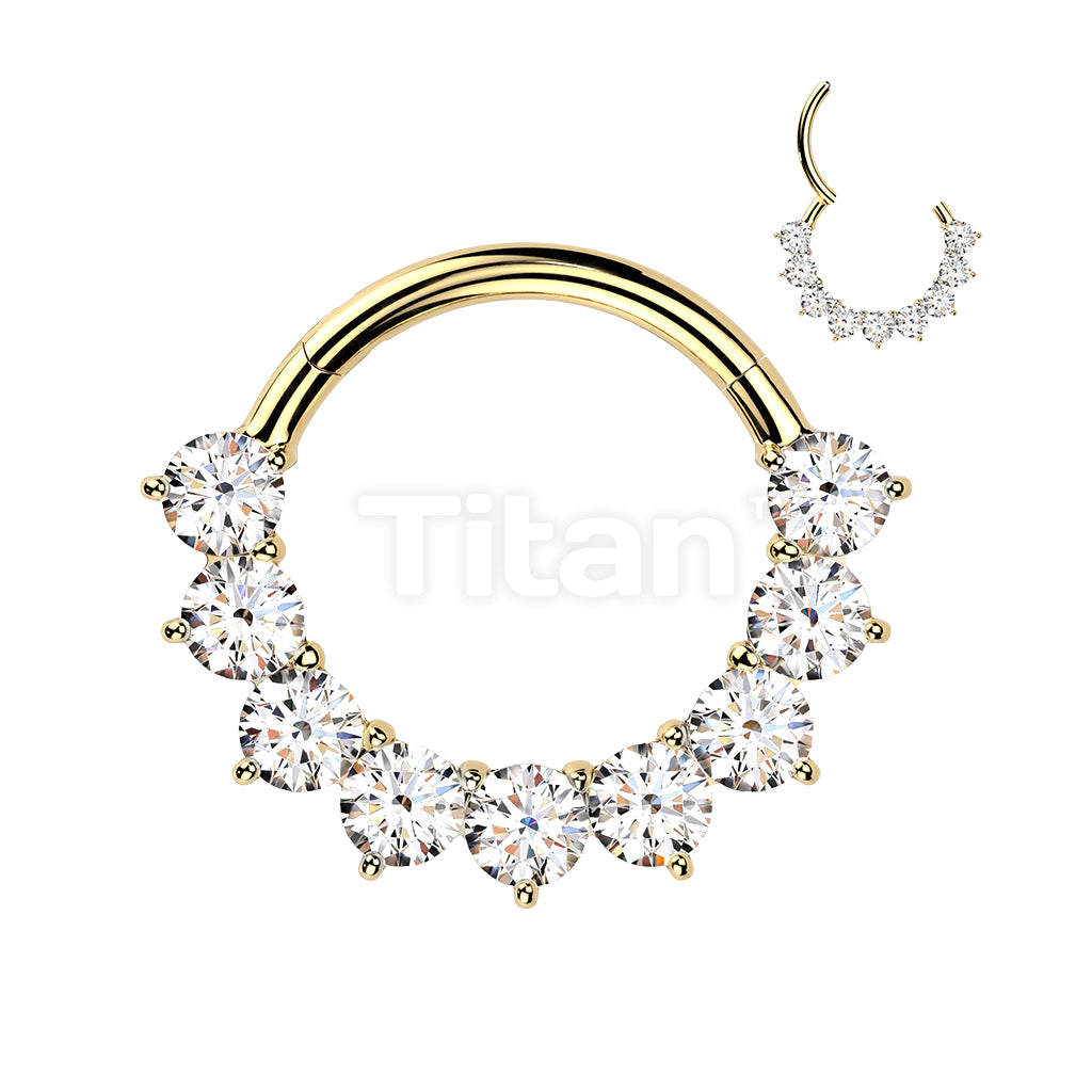 Titanium Hinged Segment Hoop Ring With Forward Facing Prong Set Moissanites - Image 4