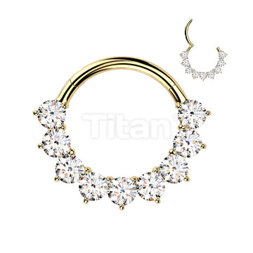Titanium Hinged Segment Hoop Ring With Forward Facing Prong Set Moissanites - Image 4