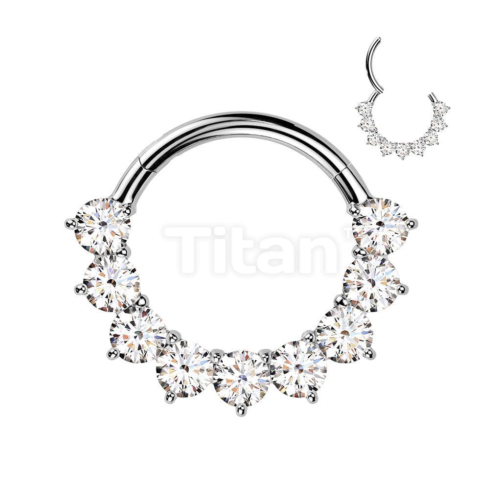 Titanium Hinged Segment Hoop Ring With Forward Facing Prong Set Moissanites - Image 5