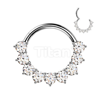 Titanium Hinged Segment Hoop Ring With Forward Facing Prong Set Moissanites - Image 5