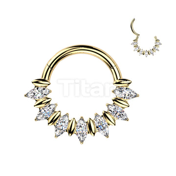 Titanium Hinged Segment Hoop Ring With Front Facing Marquise Moissanite Fan - Image 2