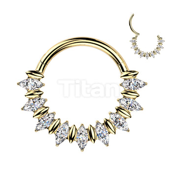 Titanium Hinged Segment Hoop Ring With Front Facing Marquise Moissanite Fan - Image 4