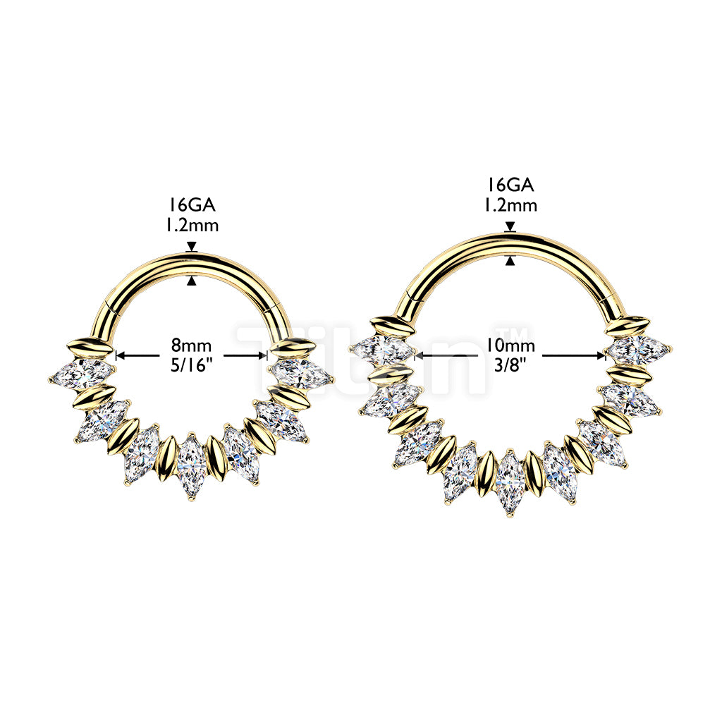 Titanium Hinged Segment Hoop Ring With Front Facing Marquise Moissanite Fan - Image 6