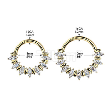 Titanium Hinged Segment Hoop Ring With Front Facing Marquise Moissanite Fan - Image 6