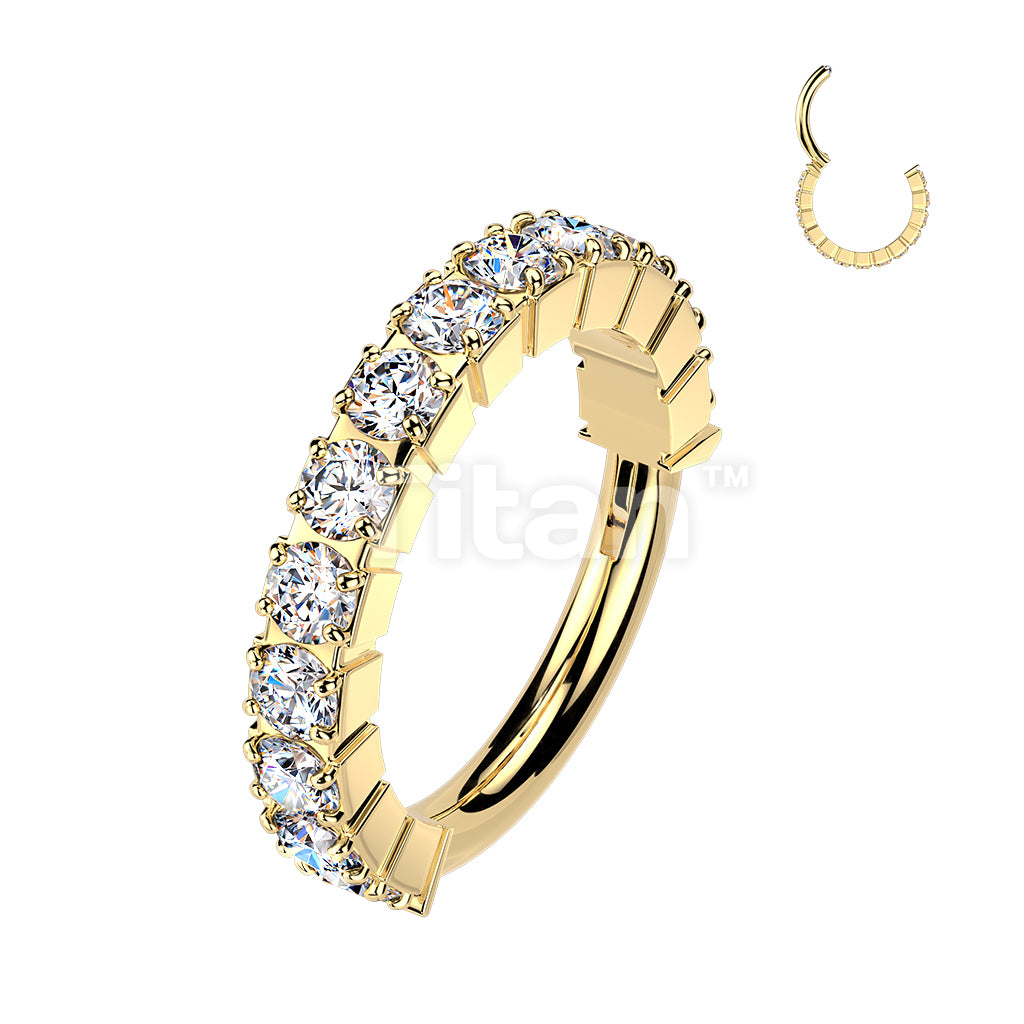 Titanium Hinged Segment Hoop Ring With Outward Facing Pave Moissanite - Image 2