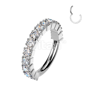 Titanium Hinged Segment Hoop Ring With Outward Facing Pave Moissanite - Image 3