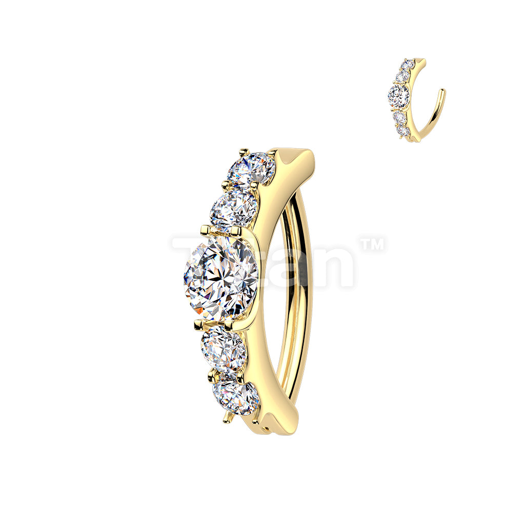 Titanium Hinged Clicker Hoop Moissanite Belly Button Ring - Image 2