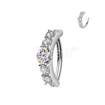 Titanium Hinged Clicker Hoop Moissanite Belly Button Ring - Image 3