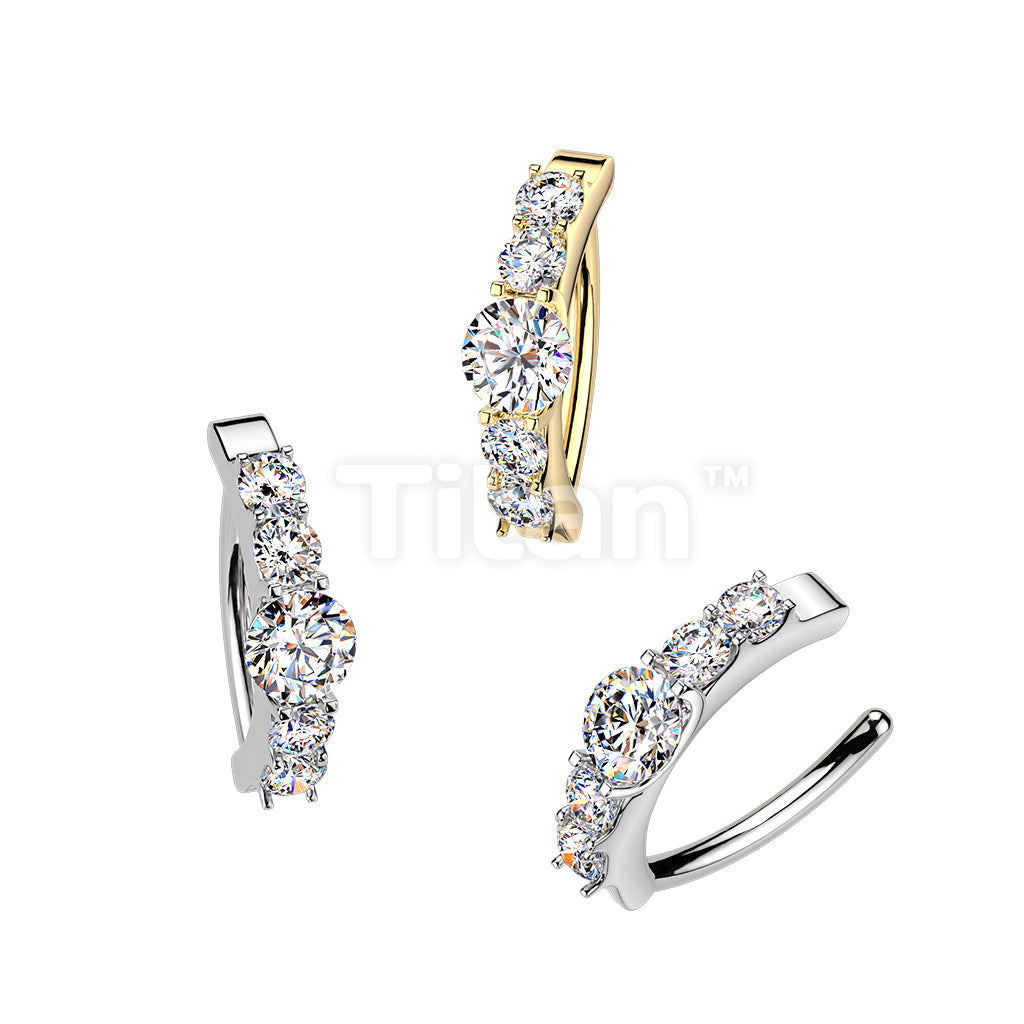 Titanium Hinged Clicker Hoop Moissanite Belly Button Ring
