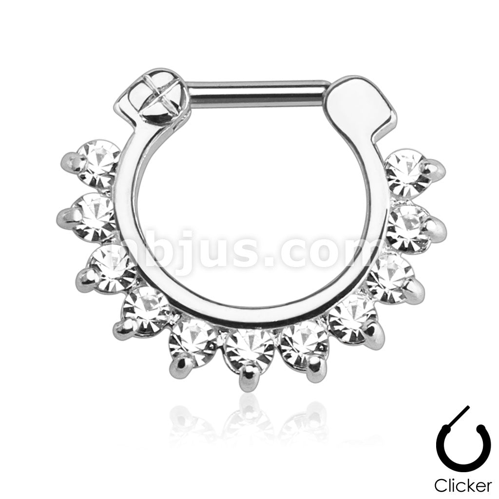 316L Surgical Steel Single Line Pronged Gems 316L Surgical Steel Septum... - Image 2
