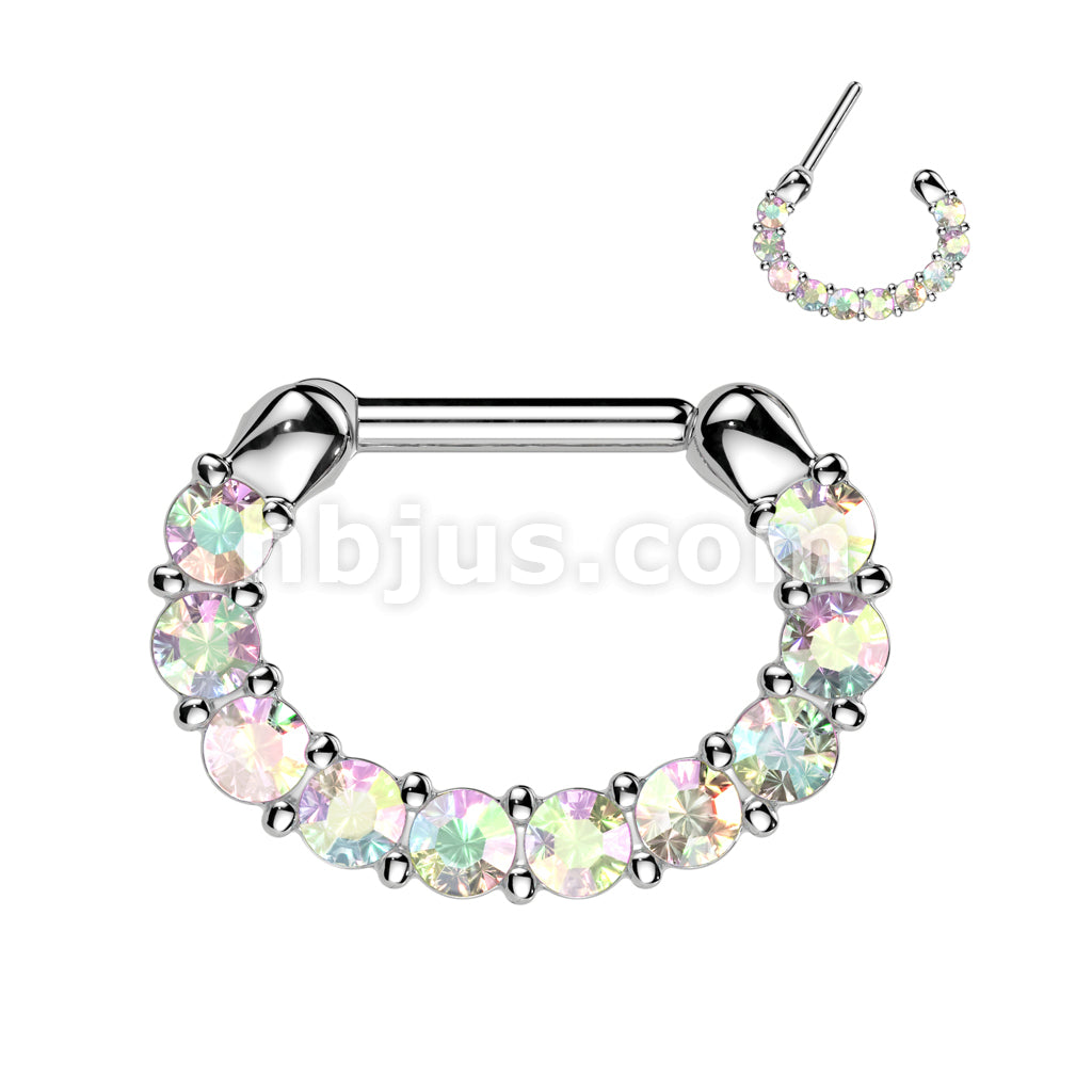 316L Surgical Steel Single Line Paved Gem 316L Surgical Steel Septum... - Image 2