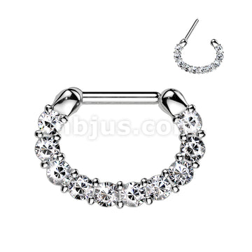 316L Surgical Steel Single Line Paved Gem 316L Surgical Steel Septum... - Image 3