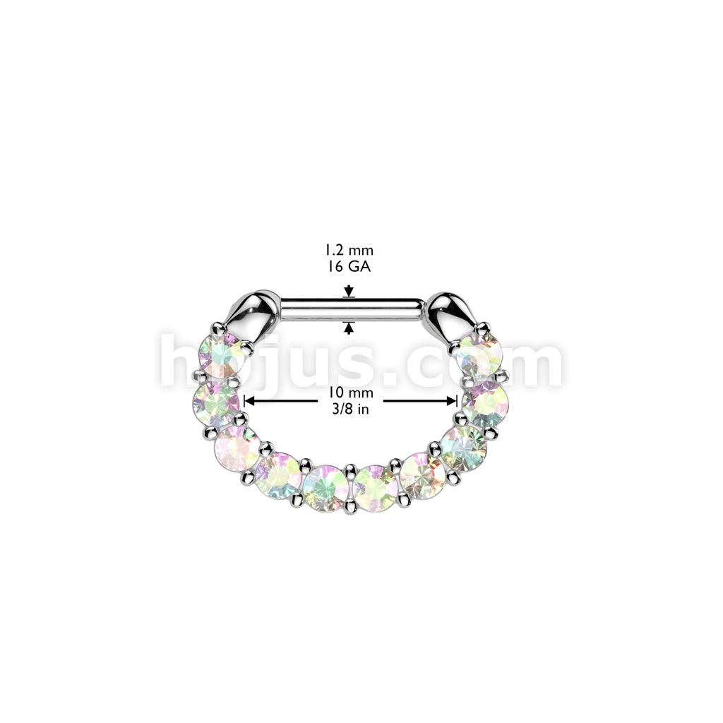 316L Surgical Steel Single Line Paved Gem 316L Surgical Steel Septum... - Image 4