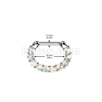 316L Surgical Steel Single Line Paved Gem 316L Surgical Steel Septum... - Image 4