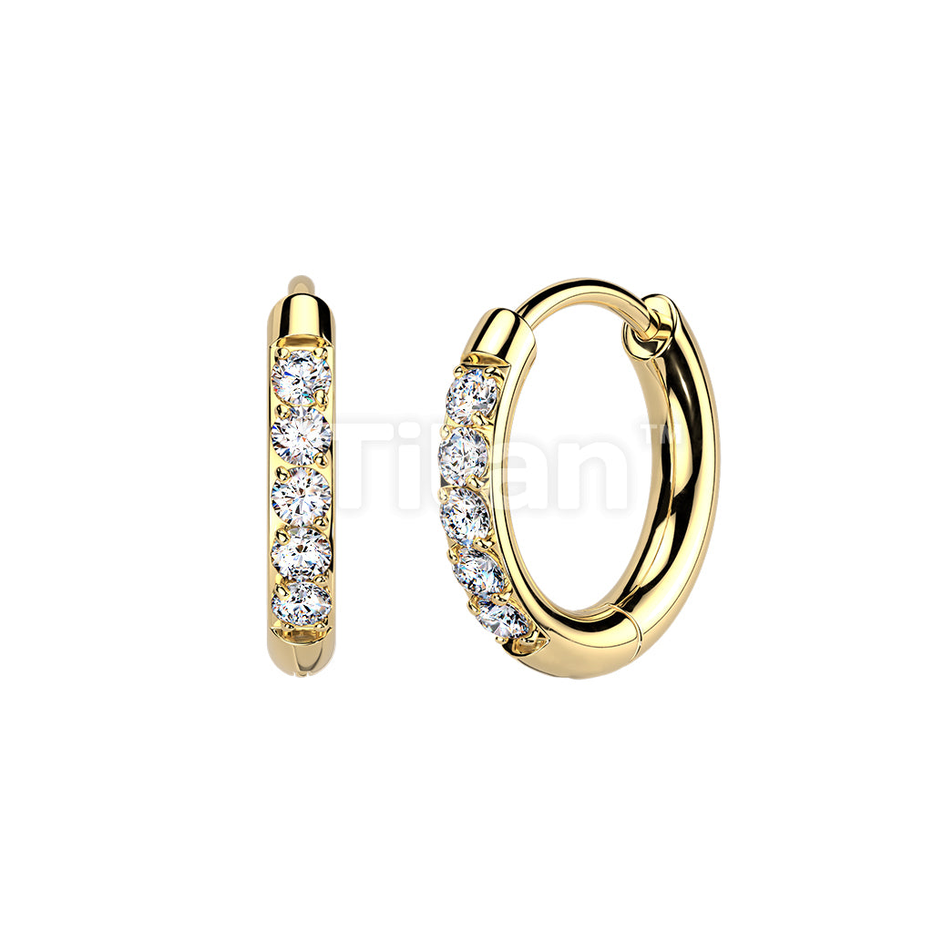 Pair of Titanium Hinged Hoop Earrings With CNC Set Moissanite  - Image 2
