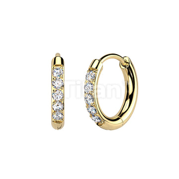 Pair of Titanium Hinged Hoop Earrings With CNC Set Moissanite  - Image 2