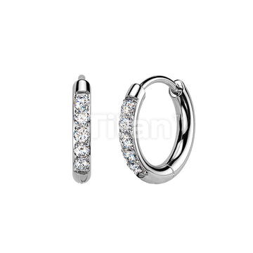 Pair of Titanium Hinged Hoop Earrings With CNC Set Moissanite  - Image 3