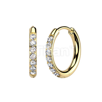 Pair of Titanium Hinged Hoop Earrings With CNC Set Moissanite  - Image 4