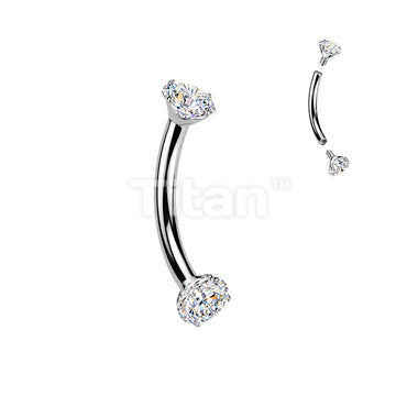 Titanium Internally Threaded Prong Set Moissanite Curved Barbell - Image 3