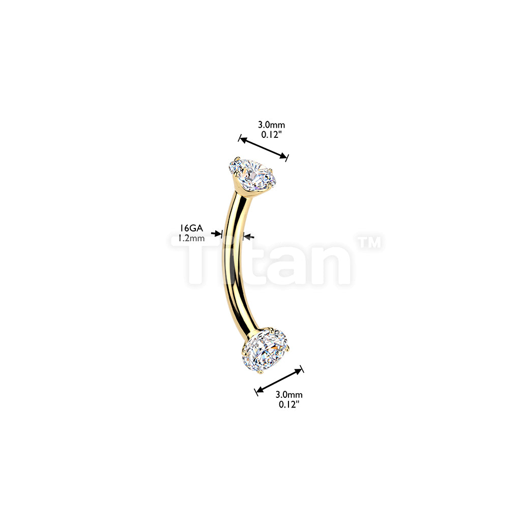 Titanium Internally Threaded Prong Set Moissanite Curved Barbell - Image 4