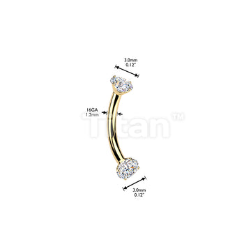Titanium Internally Threaded Prong Set Moissanite Curved Barbell - Image 4