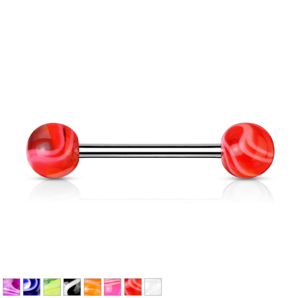 Marble Acrylic Ball 316L Surgical Stainless Steel Barbells With