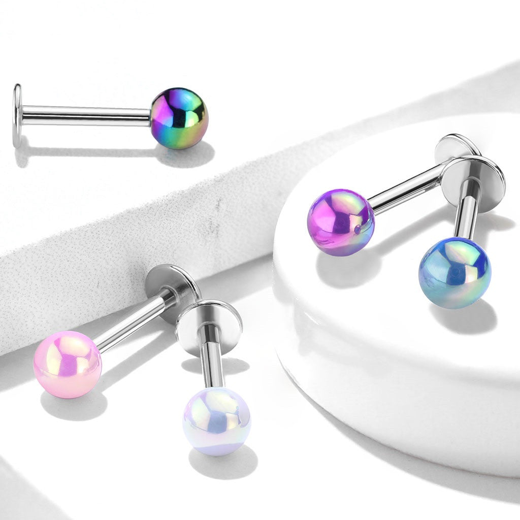 Metallic AB Coating Ball Over 316L Surgical Steel Flat Back Studs for...