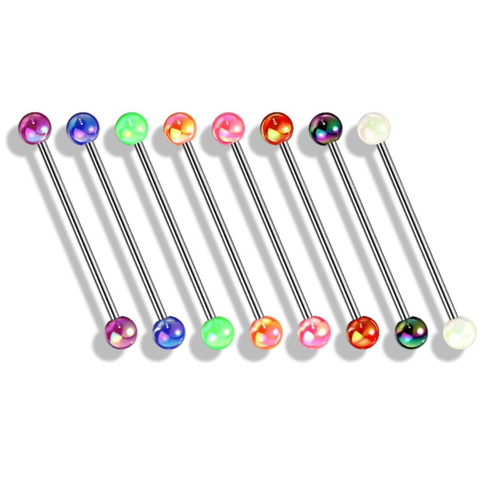 Metallic Coated Acrylic Ball 316L Surgical Steel Industrial Barbells